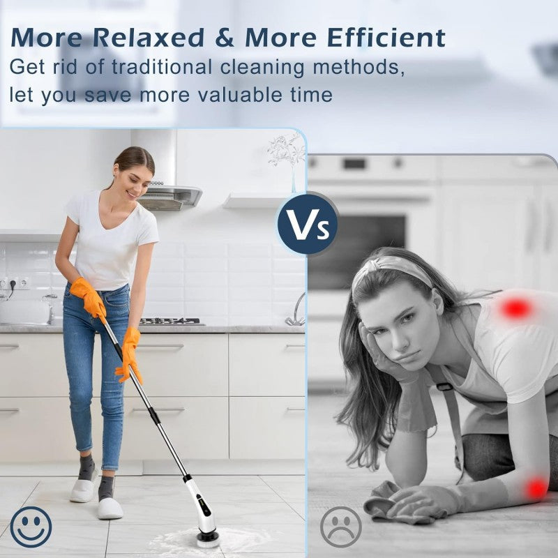 9 in 1 Electric Cleaning Scrubber, Replaceable Brush Heads - 90Mins Work Time