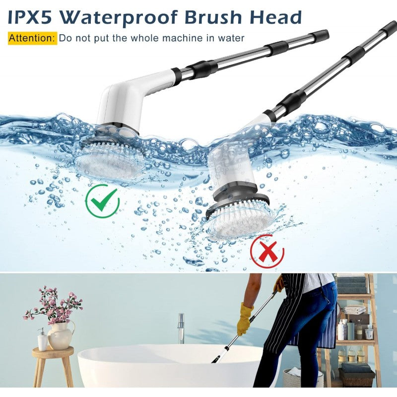 9 in 1 Electric Cleaning Scrubber, Replaceable Brush Heads - 90Mins Work Time