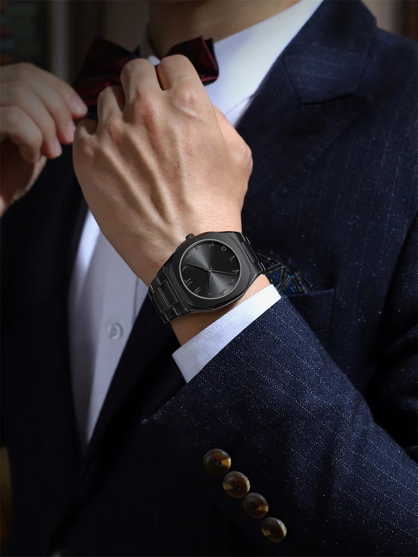 Noiraq™ Stainless Steel Arabic Matt Black Watch | Limited Edition