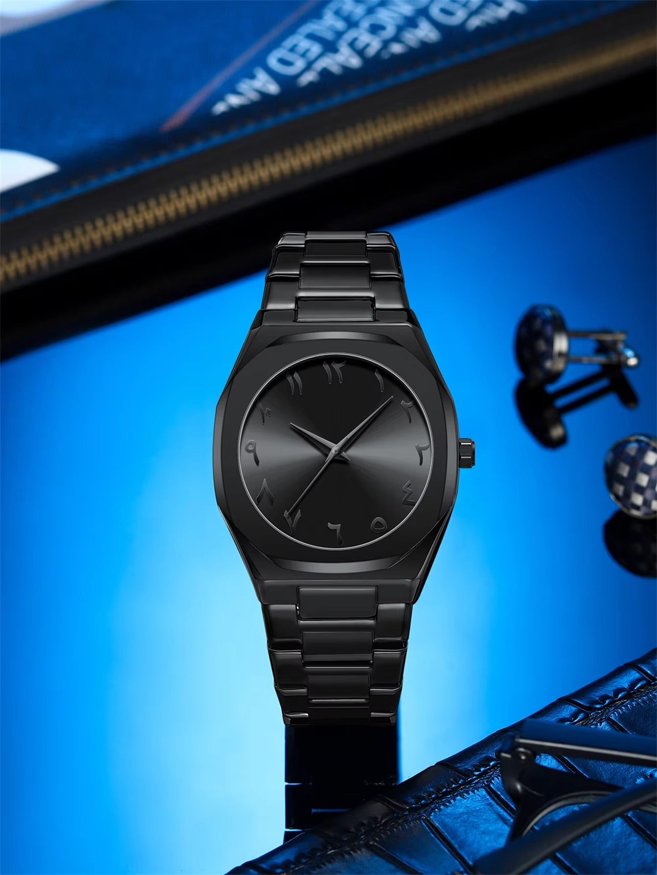 Noiraq™ Stainless Steel Arabic Matt Black Watch | Limited Edition