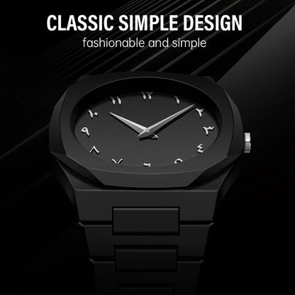 Noiraq™ Stainless Steel Arabic Matt Black Watch | Limited Edition