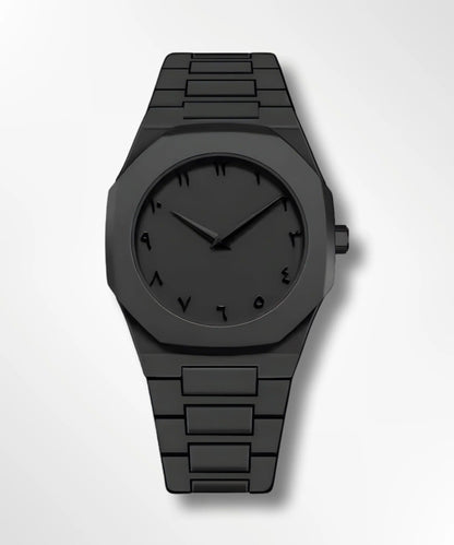 Noiraq™ Stainless Steel Arabic Matt Black Watch | Limited Edition